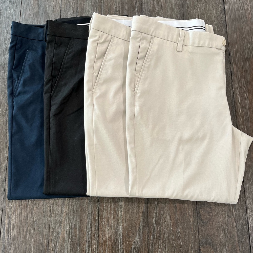 BUNDLE (4) mens Amazon Essentials slim pants size 38/29, black, navy, beige x2
